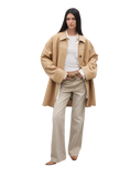 Notting Hill Diary Limited Edition Waxed Goat Leather/Retro Casual Lapel Mid-Length Leather Jacket