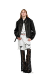 Caramel Mountain Retro Sheepskin Stand Collar Short Motorcycle Jacket