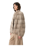 Imported Purple Label Mink Coat Horizontal Ridge Leaning Against the Ridge Craft Mink Fur Coat