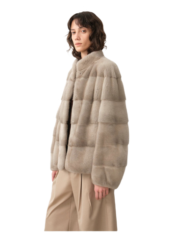 Imported Purple Label Mink Coat Horizontal Ridge Leaning Against the Ridge Craft Mink Fur Coat