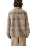 Imported Purple Label Mink Coat Horizontal Ridge Leaning Against the Ridge Craft Mink Fur Coat