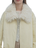 "Mariette" Detachable Tuscan Fur Collar Down Jacket Lining Short Parka
