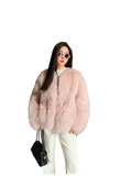 Black Sugar Champagne Finland Saga Fox Fur Coat Fashion Cardigan