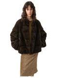 Imported Purple Label Mink Coat Horizontal Ridge Leaning Against the Ridge Craft Mink Fur Coat