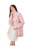 "Spring and Summer Prank" Tencel Jacquard Striped Long-Sleeved Shirt Jacket Women's Loose Top