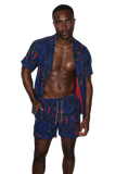 Saint Tropez Cabana Shirt Navy Palm