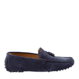 Tasselled Driving Loafers, Navy Blue Suede