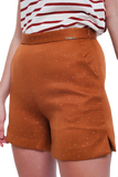 Embellished High Waist Short in Orange and Gold