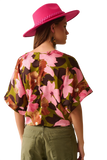 Floral Knot Top With Green Background in Satin Fabric