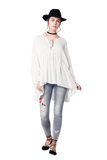 Gray Slim Denim Embroidered Jeans