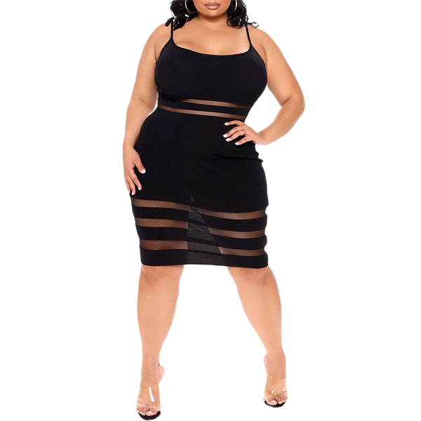 Strap-Type Mid-Skirt Striped Mid-Waist Black Plus Size Womens Summer 2022 Dresses Plus Size Dress