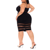 Strap-Type Mid-Skirt Striped Mid-Waist Black Plus Size Womens Summer 2022 Dresses Plus Size Dress