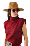Cozy Turtleneck Sleeveless Sweater in Burgundy