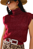 Cozy Turtleneck Sleeveless Sweater in Burgundy