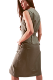 Wrap Dress With Tie Waist Detail in Khaki