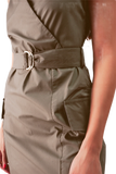 Wrap Dress With Tie Waist Detail in Khaki