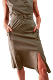 Wrap Dress With Tie Waist Detail in Khaki
