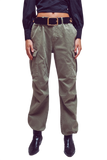 Cargo Pants With Tassel Ends in Military Green