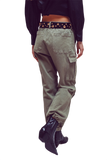 Cargo Pants With Tassel Ends in Military Green