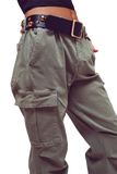 Cargo Pants With Tassel Ends in Military Green