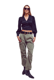 Cargo Pants With Tassel Ends in Military Green