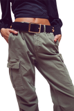 Cargo Pants With Tassel Ends in Military Green