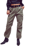 Cargo Pants With Tassel Ends in Military Green