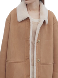 “Vintage Manor”High Quality Wool Contrast Lapel Reversible Artificial Compound Suede Shearling Jacket