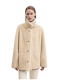 “Vintage Manor”High Quality Wool Contrast Lapel Reversible Artificial Compound Suede Shearling Jacket