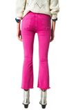 Flare Jeans With Raw Hem Edge in Fuchsia