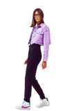 Cropped Denim Trucker Jacket in Purple