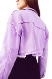 Cropped Denim Trucker Jacket in Purple