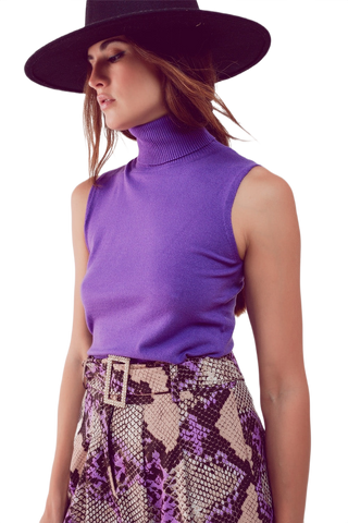 Knitted Tank Jumper in Purple