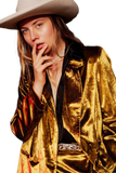 Lime Green Velvet Oversized Blazer