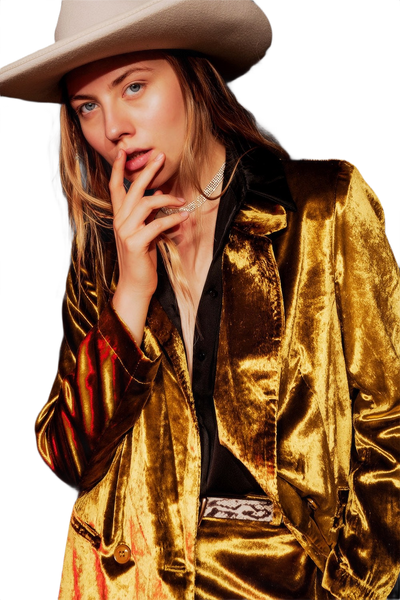 Lime Green Velvet Oversized Blazer