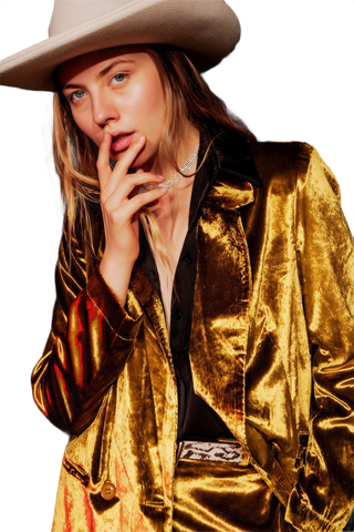Lime Green Velvet Oversized Blazer