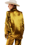 Lime Green Velvet Oversized Blazer