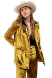 Lime Green Velvet Oversized Blazer