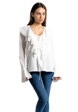 Allegra: White Ruffle Blouse | Long Sleeve Ruffle Tops