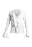 Allegra: White Ruffle Blouse | Long Sleeve Ruffle Tops