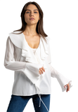 Allegra: White Ruffle Blouse | Long Sleeve Ruffle Tops