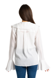 Allegra: White Ruffle Blouse | Long Sleeve Ruffle Tops