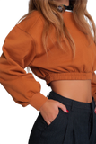 Oversized Cropped Sweatshirt in Camel