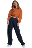 Oversized Cropped Sweatshirt in Camel