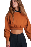 Oversized Cropped Sweatshirt in Camel