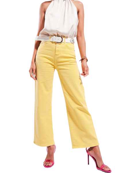 Wide Leg Jeans in Sunshine Yellow