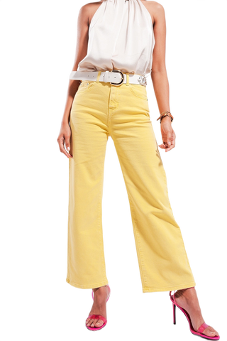 Wide Leg Jeans in Sunshine Yellow