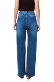 Straight Leg Jeans With Silver Metallic Finish