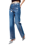 Straight Leg Jeans With Silver Metallic Finish