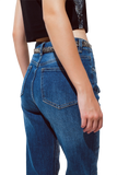 Straight Leg Jeans With Silver Metallic Finish